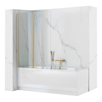 REA-K9777 - Foldbar badekarsskærm AGAT 140 x 100 cm børstet guld/klar glas