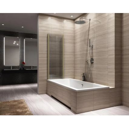 REA-K9777 - Foldbar badekarsskærm AGAT 140 x 100 cm børstet guld/klar glas