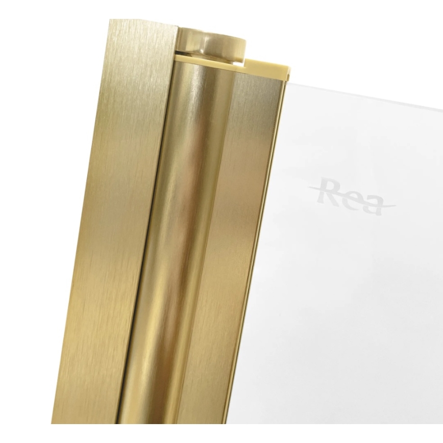 REA-K9777 - Foldbar badekarsskærm AGAT 140 x 100 cm børstet guld/klar glas
