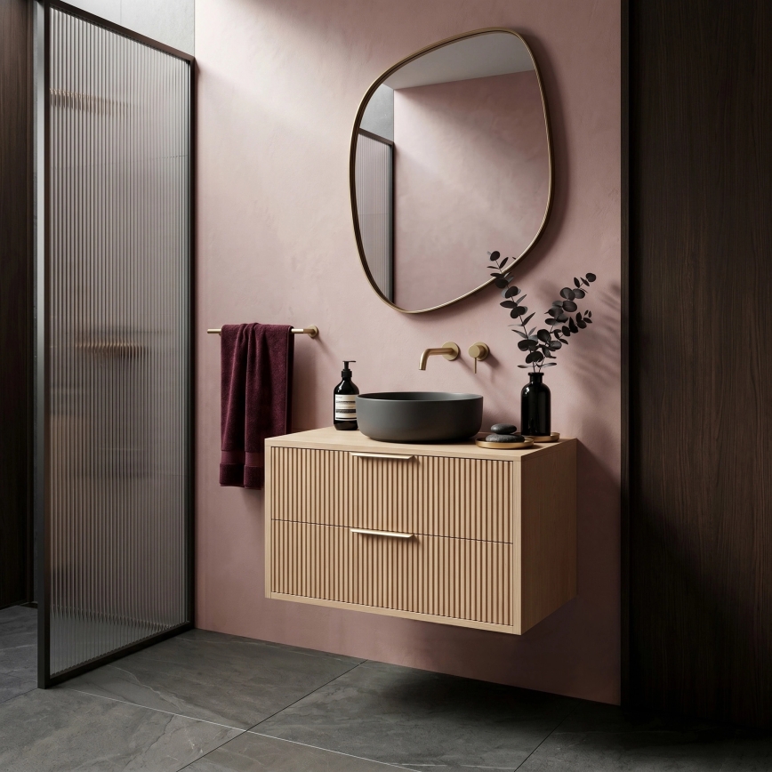 REA-M0409 - Væghængt underskab til håndvask MONO 80x48,5 cm beige