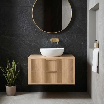REA-M0409 - Væghængt underskab til håndvask MONO 80x48,5 cm beige