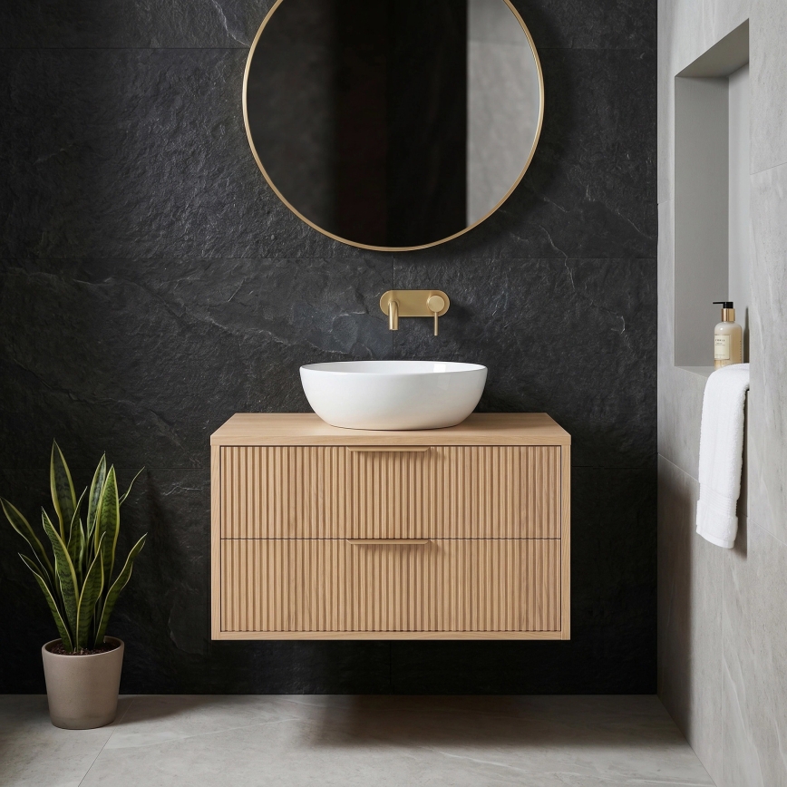 REA-M0409 - Væghængt underskab til håndvask MONO 80x48,5 cm beige