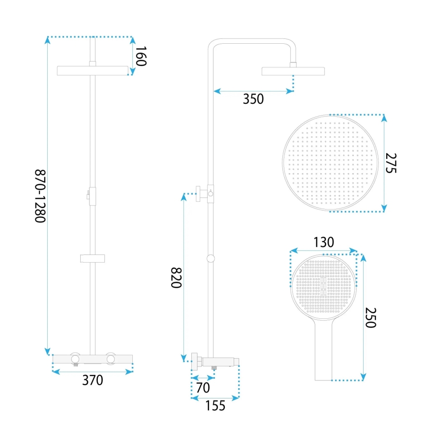 REA-P0360 - CREO brusesæt med brusebatteri, mat sort