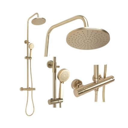 REA-P2323 - Brusesæt med termostatisk armatur PAROT, børstet guld