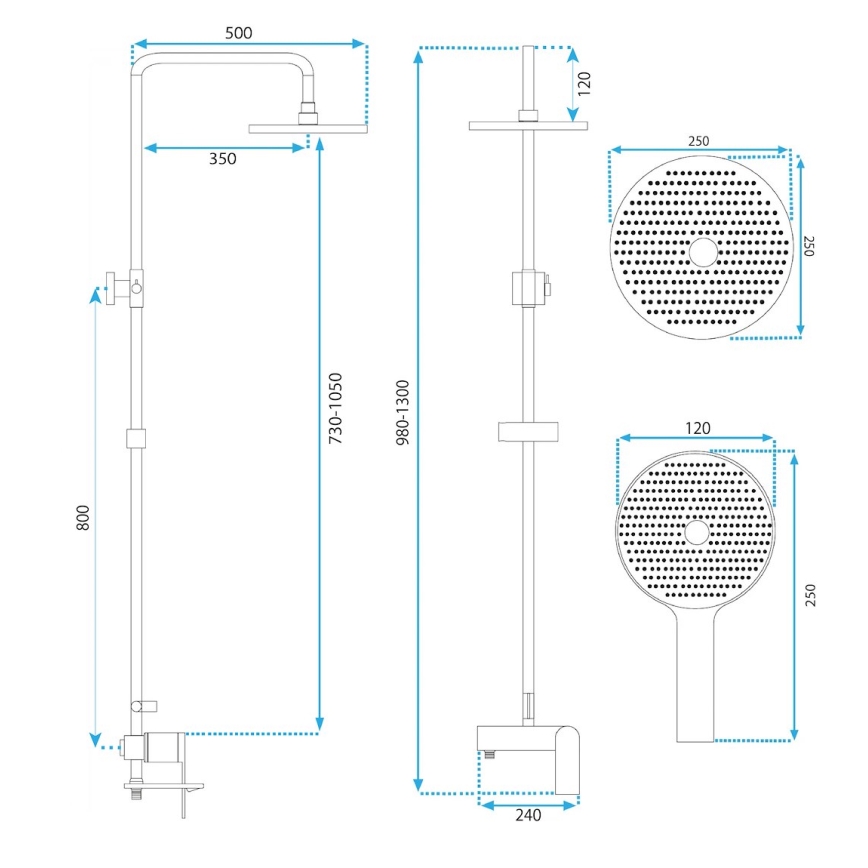 REA-P2418 - Brusesæt med AVALON-brusebatteri i børstet kobber