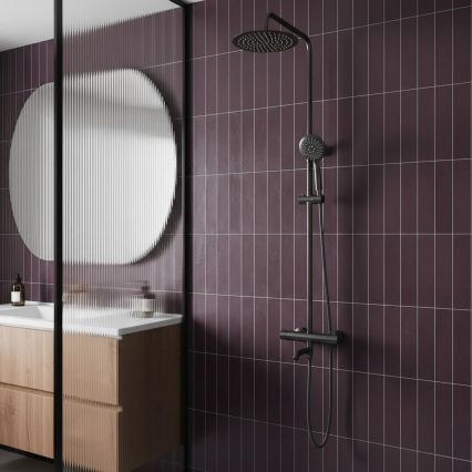 REA-P6386 - Brusesæt med termostatisk blandingsbatteri LUNGO, titan