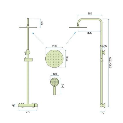 REA-P6602 - Brusesæt med termostatisk armatur VINCENT, børstet guld
