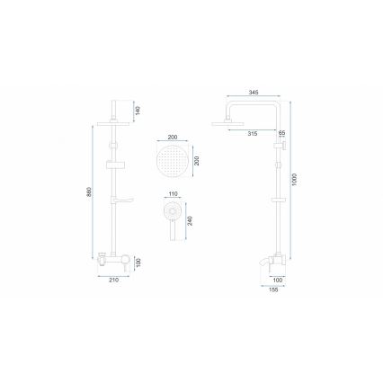 REA-P7005 - Brusesæt med LUIS blandingsbatteri i mat sort