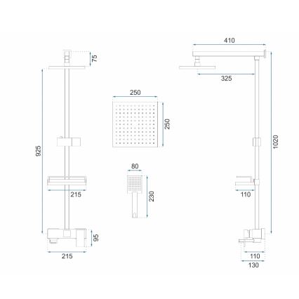 REA-P7050 - Brusesæt med blandingsbatteri JACK, børstet guld