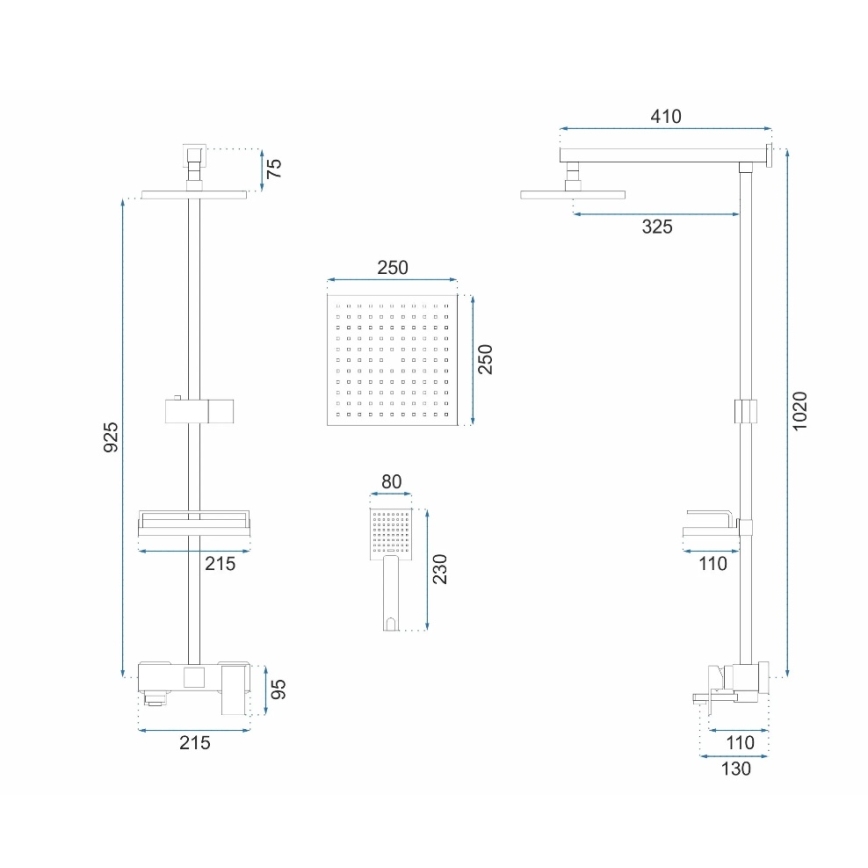 REA-P7050 - Brusesæt med blandingsbatteri JACK, børstet guld