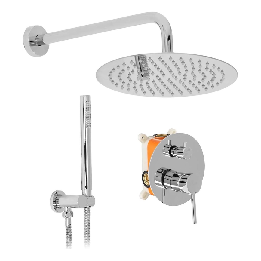REA-P8007 - Brusesæt med indbygget blandingsbatteri LUNGO, blank krom