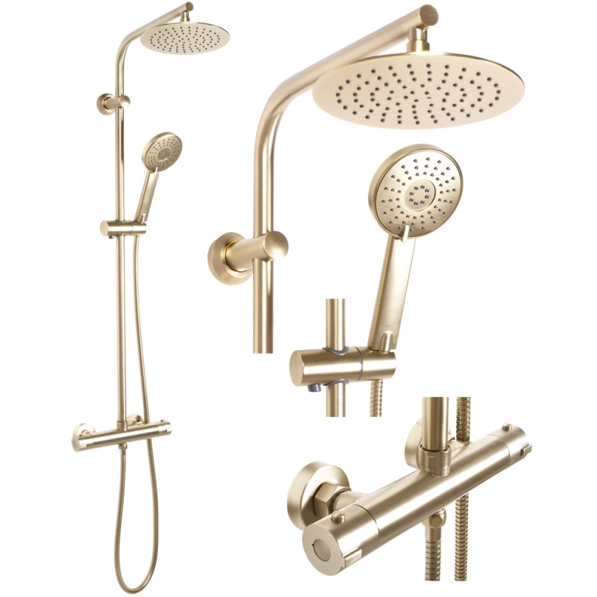 REA-P8413 - Brusesæt med termostatisk armatur BLISS, børstet guld