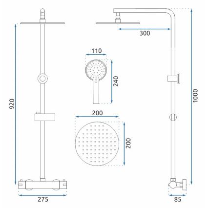 REA-P8804 - Brusesæt med termostatarmatur BLISS, mat sort
