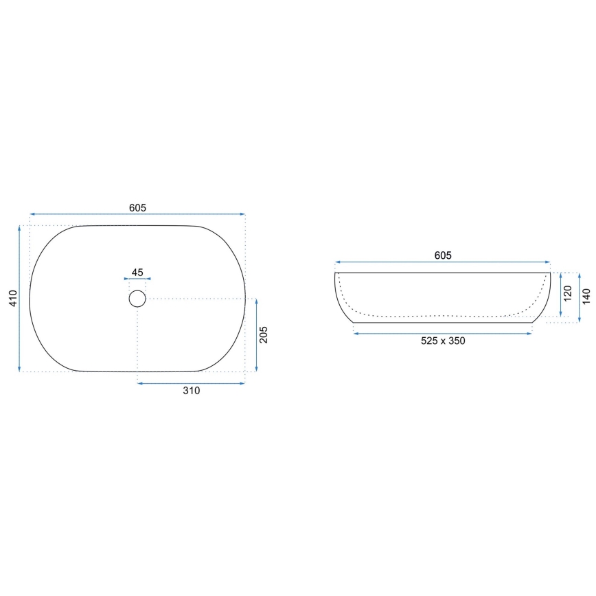 REA-U0024 - Bordpladevask CLEO 41x60,5 cm keramisk/blank hvid