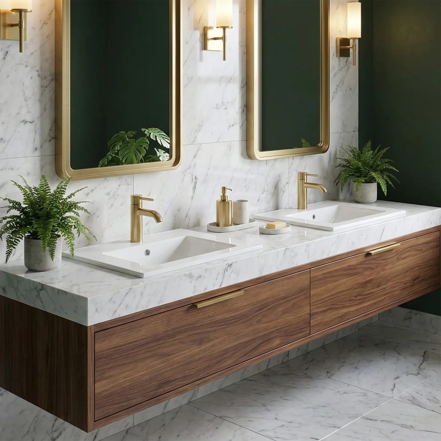 REA-U0040 - Nedfældet håndvask DAFNE 46,5x76 cm keramik/blank hvid