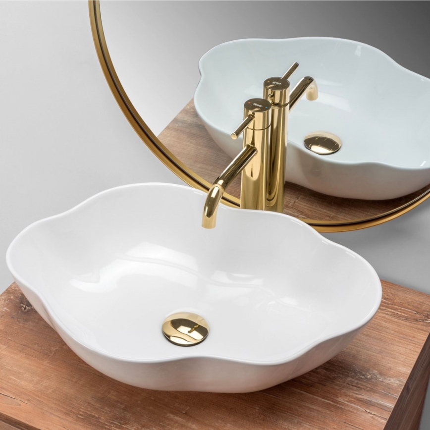 REA-U0265 - Håndvask til bordplade PEARL 38x50,5 cm keramik/højglans hvid