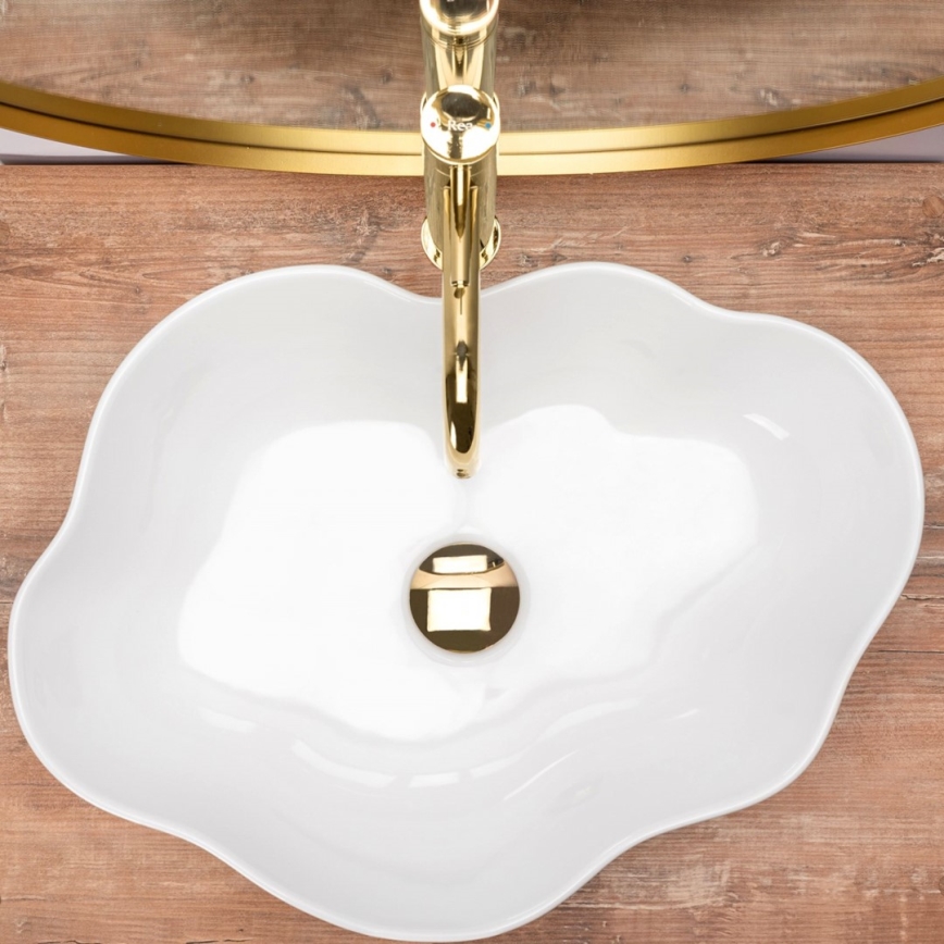 REA-U0265 - Håndvask til bordplade PEARL 38x50,5 cm keramik/højglans hvid
