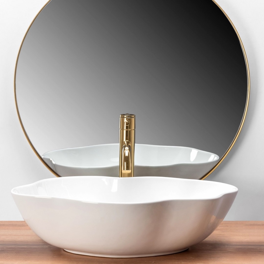 REA-U0265 - Håndvask til bordplade PEARL 38x50,5 cm keramik/højglans hvid