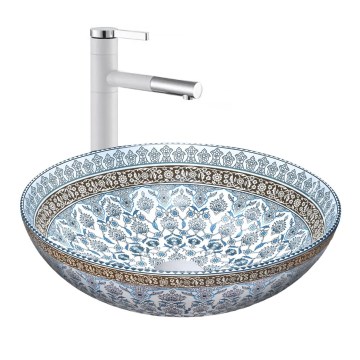 REA-U0267 - Håndvask til bordplade ARTE Ø 40 cm keramik/ornamentalt mønster