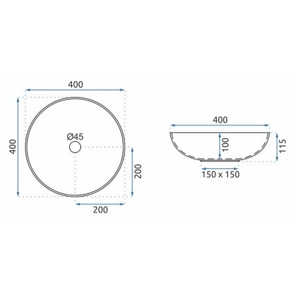 REA-U0267 - Håndvask til bordplade ARTE Ø 40 cm keramik/ornamentalt mønster