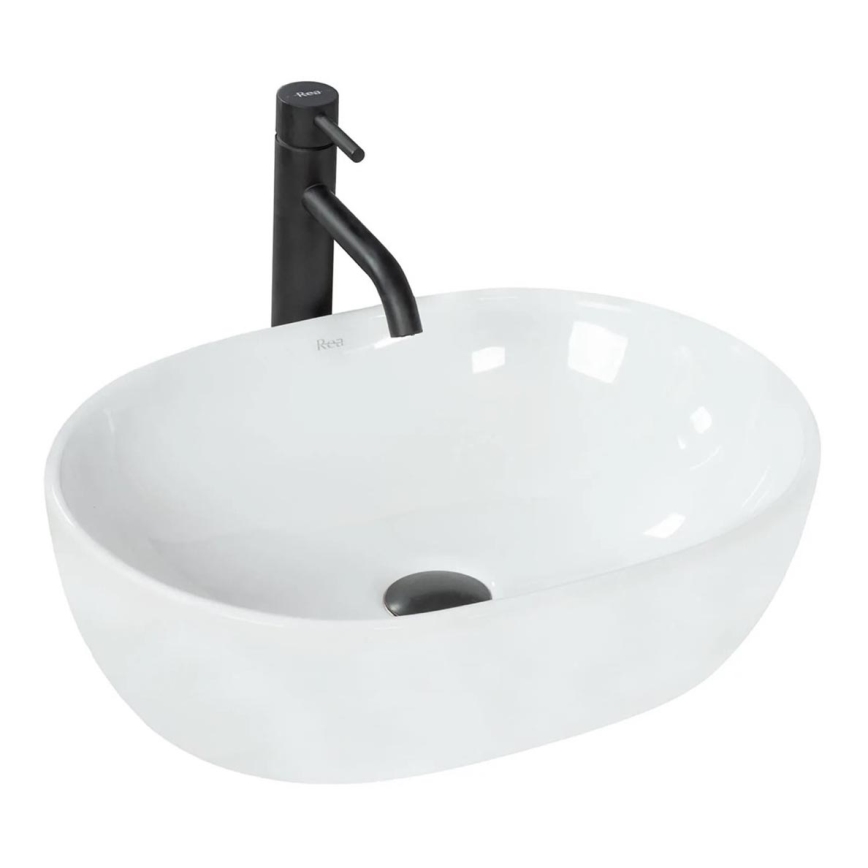 REA-U0416 - Håndvask til bordplade AMELIA 34,5x48 cm keramisk/blank hvid