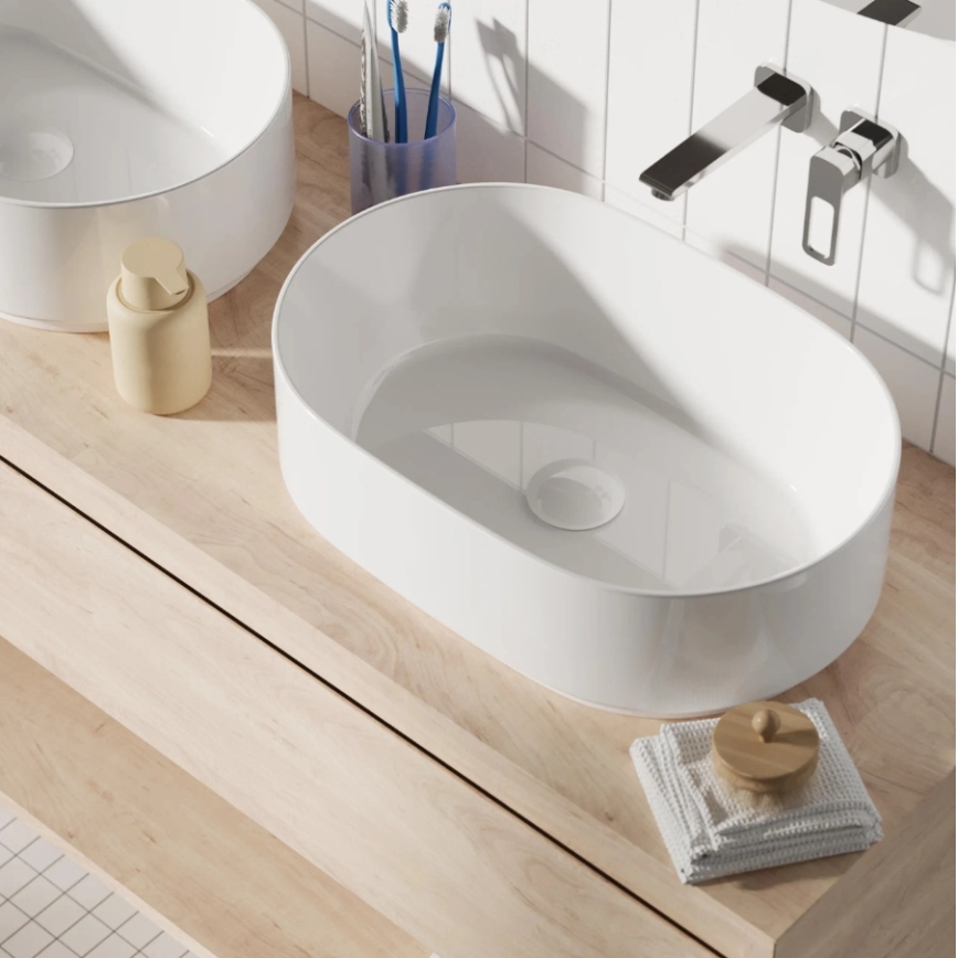 REA-U0600 - Håndvask til bordplade ALMA 36x57 cm keramik/blank hvid