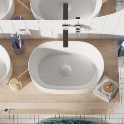 REA-U0600 - Håndvask til bordplade ALMA 36x57 cm keramik/blank hvid