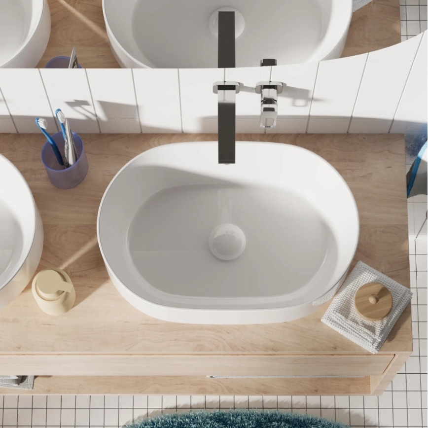 REA-U0600 - Håndvask til bordplade ALMA 36x57 cm keramik/blank hvid