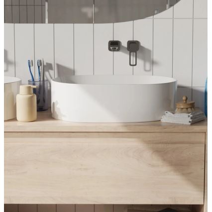 REA-U0600 - Håndvask til bordplade ALMA 36x57 cm keramik/blank hvid