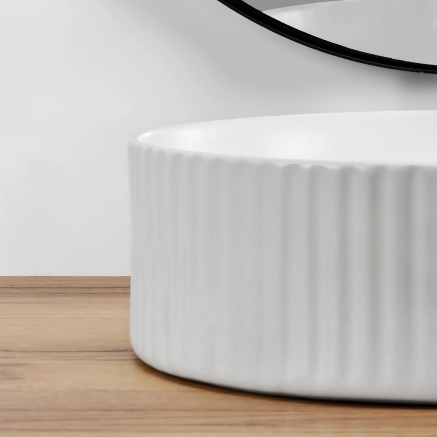 REA-U0601 - Vask til bordplade DELIA 36 cm højglans hvid/stenimitation