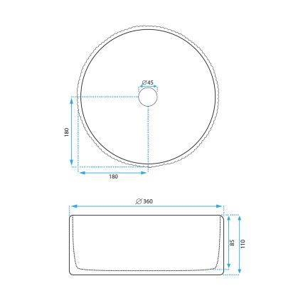 REA-U0601 - Vask til bordplade DELIA 36 cm højglans hvid/stenimitation