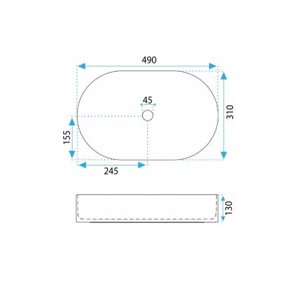 REA-U0603 - Vask til bordplade VANDA 31x49 cm keramik/højglans hvid
