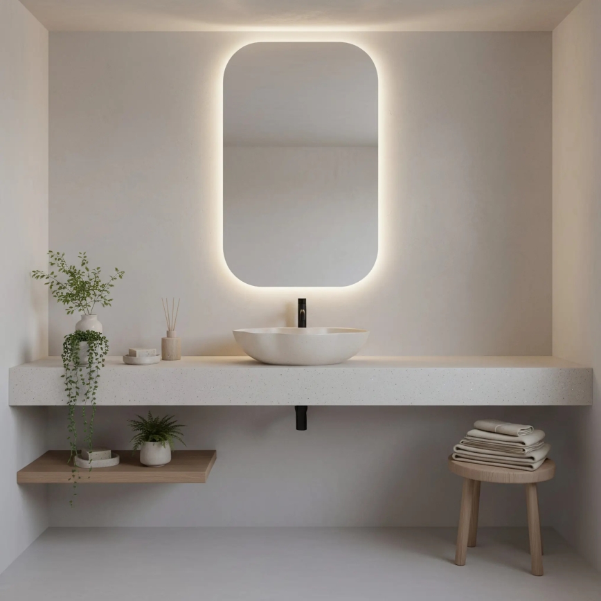 REA-U0617 - Håndvask til bordplade PEARL 38x50,5 cm keramik/beige/stenlook