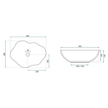 REA-U0617 - Håndvask til bordplade PEARL 38x50,5 cm keramik/beige/stenlook