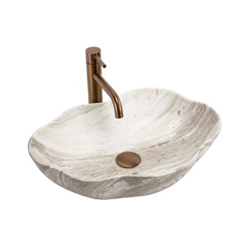 REA-U0618 - Vask til bordplade PEARL 38 x 50,5 cm keramik/beige/stenimitation