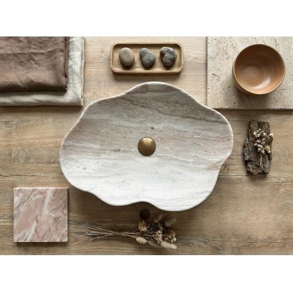 REA-U0618 - Vask til bordplade PEARL 38 x 50,5 cm keramik/beige/stenimitation