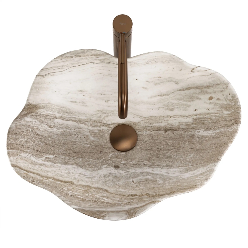REA-U0618 - Vask til bordplade PEARL 38 x 50,5 cm keramik/beige/stenimitation
