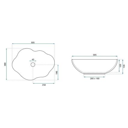 REA-U0618 - Vask til bordplade PEARL 38 x 50,5 cm keramik/beige/stenimitation