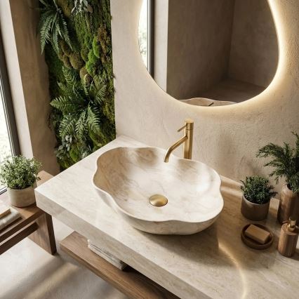 REA-U0619 - Håndvask til bordplade PEARL 38x50,5 cm keramik/beige