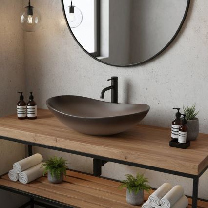 REA-U0626 - Håndvask til bordplade ROYAL 36x62 cm keramisk/brun