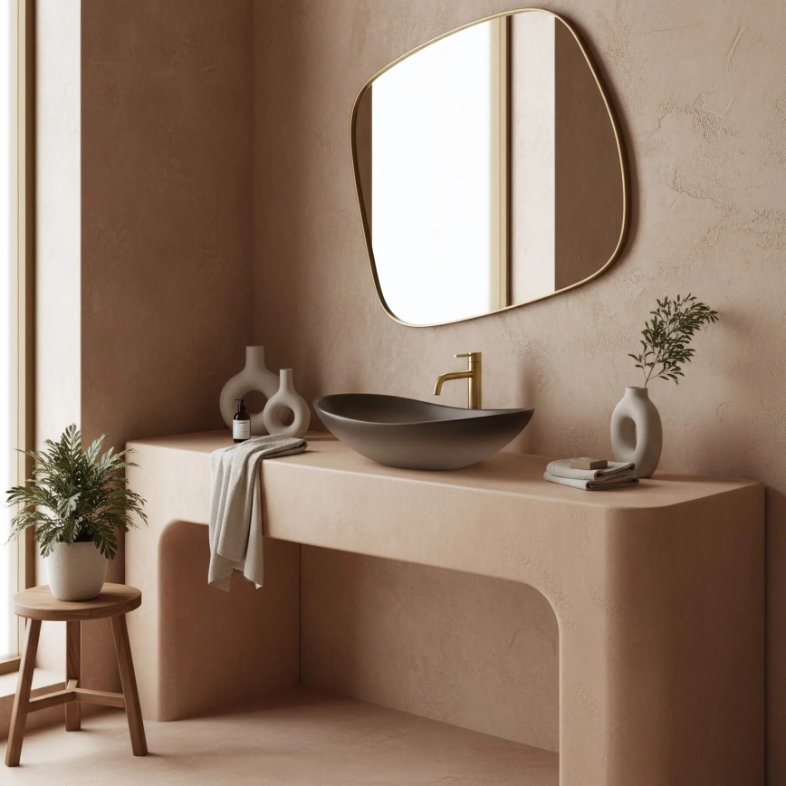 REA-U0626 - Håndvask til bordplade ROYAL 36x62 cm keramisk/brun