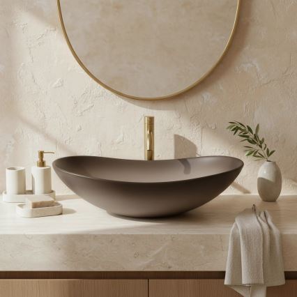 REA-U0626 - Håndvask til bordplade ROYAL 36x62 cm keramisk/brun