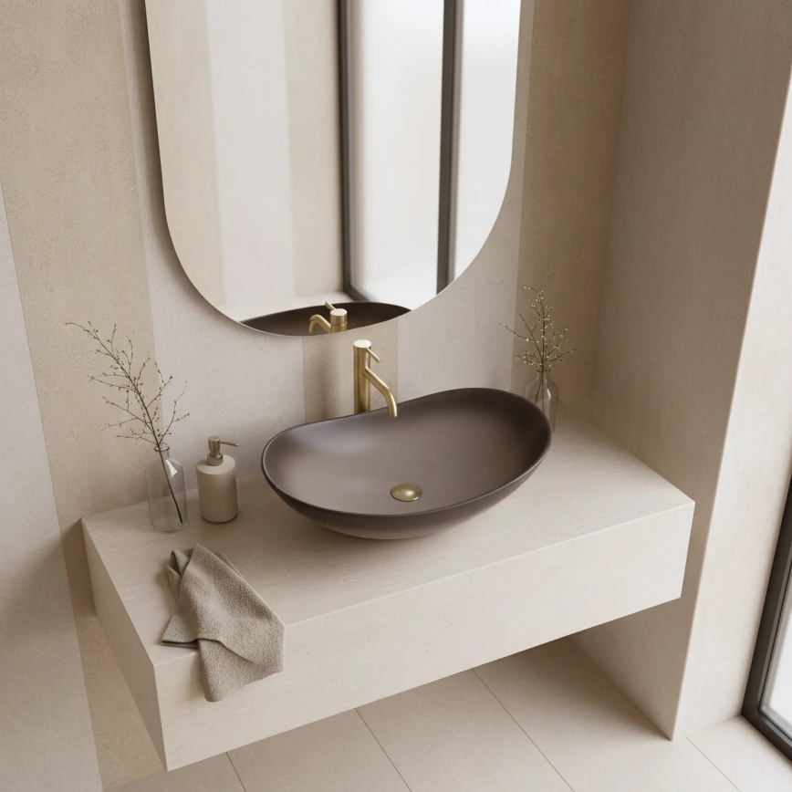 REA-U0626 - Håndvask til bordplade ROYAL 36x62 cm keramisk/brun