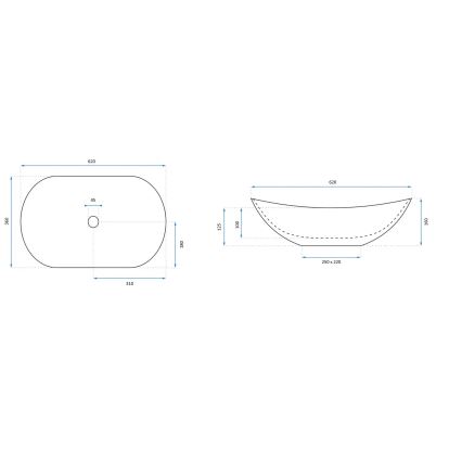 REA-U0626 - Håndvask til bordplade ROYAL 36x62 cm keramisk/brun