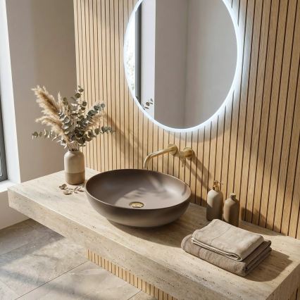 REA-U0627 - Vask til bordplade CAROLA 39 x 51,5 cm keramik/beige/brun