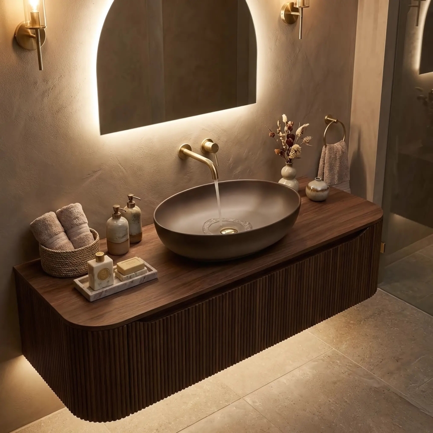 REA-U0627 - Vask til bordplade CAROLA 39 x 51,5 cm keramik/beige/brun