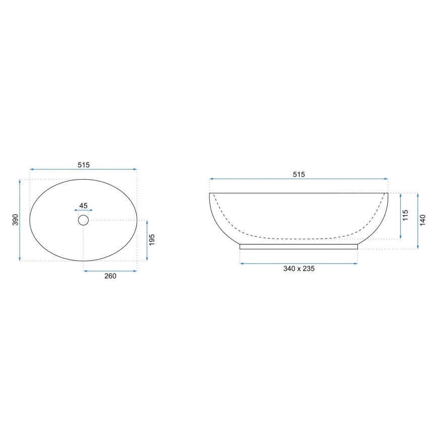 REA-U0627 - Vask til bordplade CAROLA 39 x 51,5 cm keramik/beige/brun