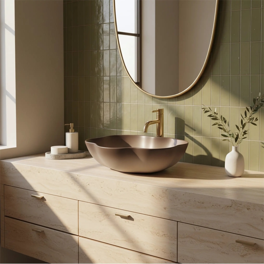 REA-U0629 - PEARL bordpladevask 38x50,5 cm keramik/brun