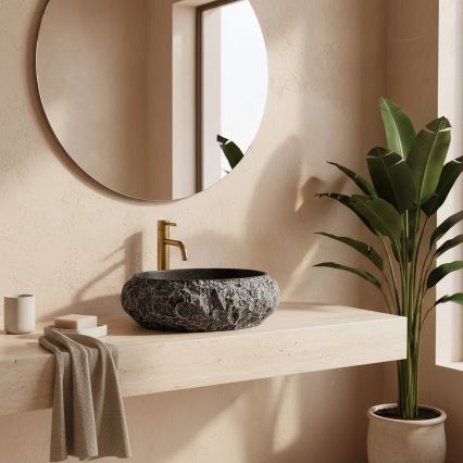 REA-U0634 - Vask til bordplade MIKA GABRO 38x50 cm sort/imitationssten