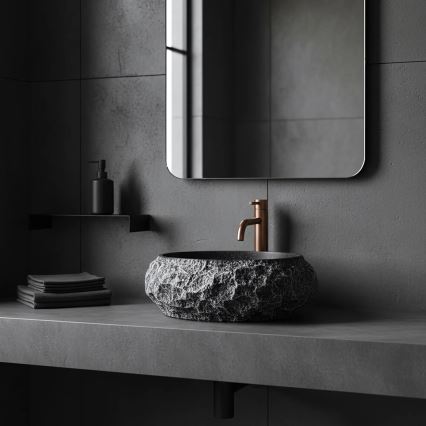 REA-U0634 - Vask til bordplade MIKA GABRO 38x50 cm sort/imitationssten